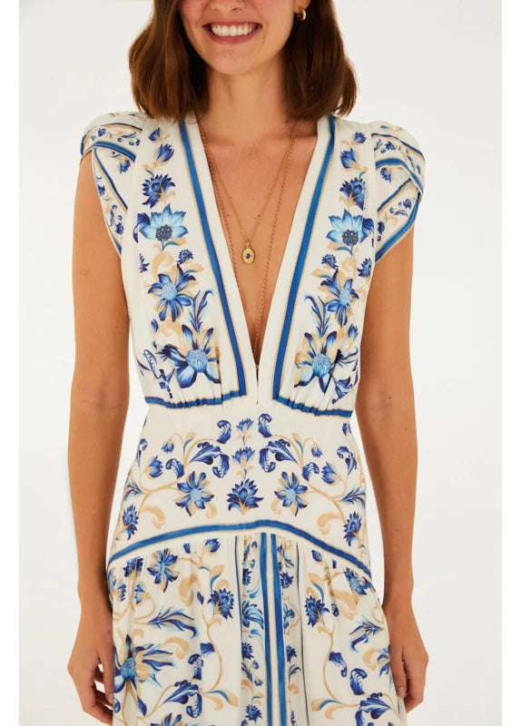 Vestido Cropped Estampado Azulejaria