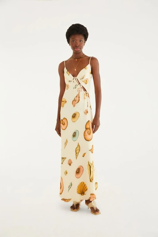 Vestido Alcinhas Estampado Souvenir Mar