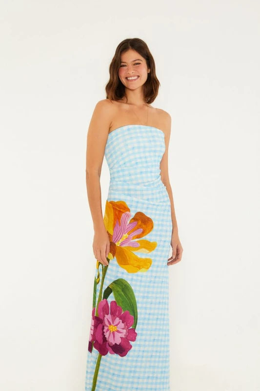 Vestido Sem Alça Estampado Floralice