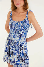 Macaquinho Lastex Manga Estampado Paraíso De Flor