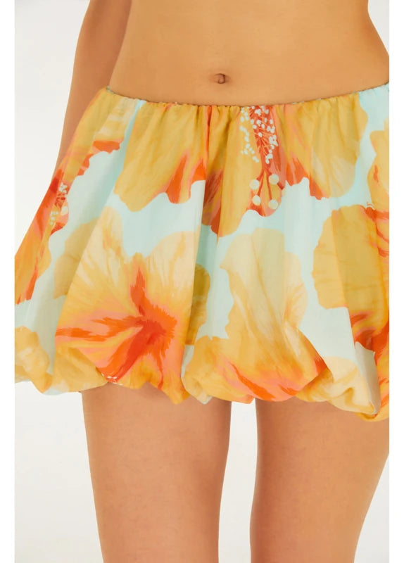Short Saia Balonê Estampado Vestida De Flor