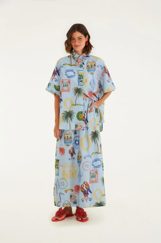 Saia Estampada Tropical Vintage