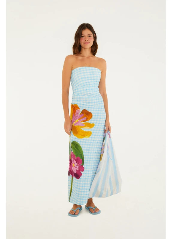 Vestido Sem Alça Estampado Floralice