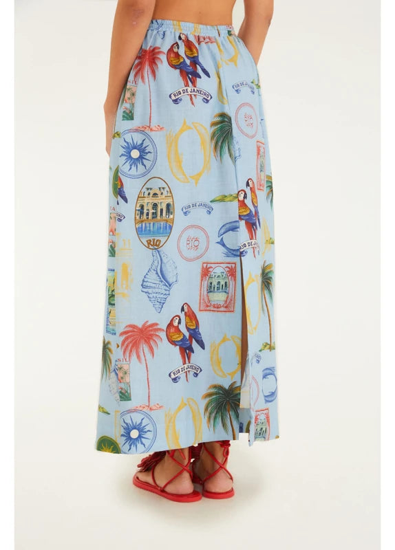 Saia Estampada Tropical Vintage