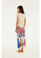 Saia Midi Estampada Diário De Verão