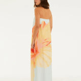 Vestido Longo Sem Alças Estampado Vestida De Flor