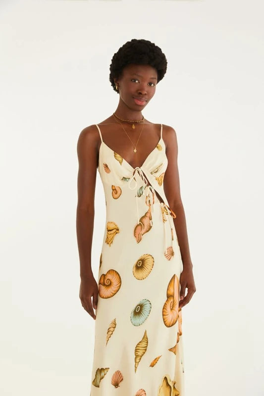 Vestido Alcinhas Estampado Souvenir Mar