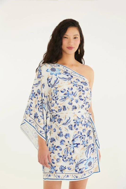 Vestido Ombro Só Estampado Azulejaria