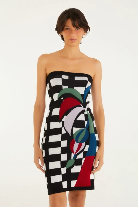 Vestido Saia Jacquard Onda Tropical