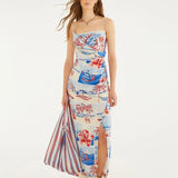 Vestido Longo Estampado Diário De Verão