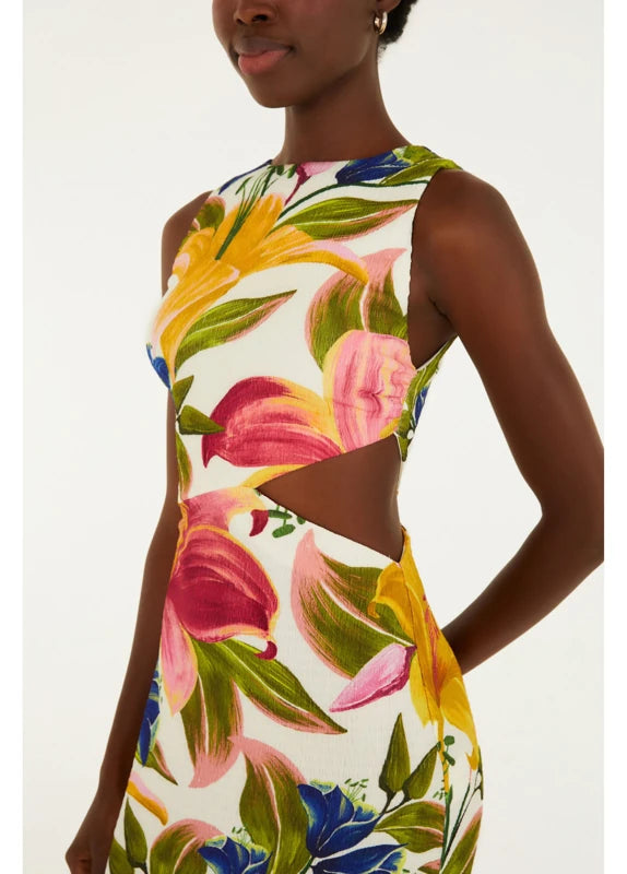 Vestido Recorte Estampado Floral Malu