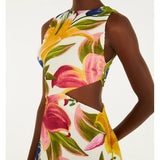 Vestido Recorte Estampado Floral Malu