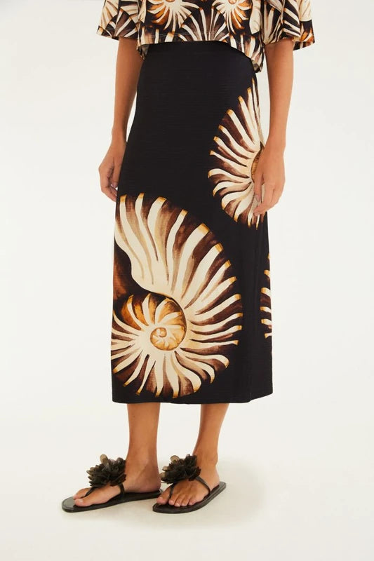 Saia Midi Reta Estampada Amonita