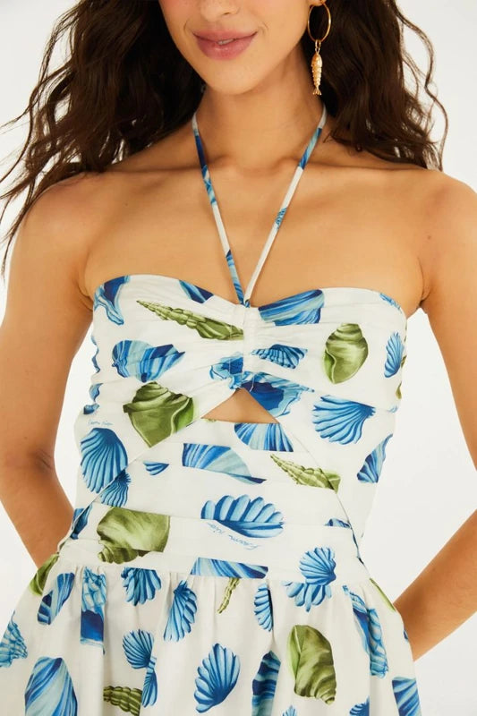 Vestido Curto Estampado Concha Litoral