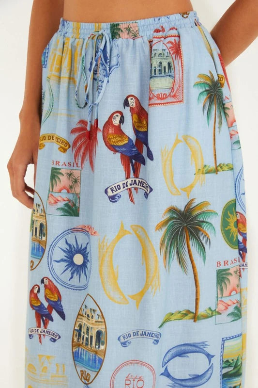 Saia Estampada Tropical Vintage