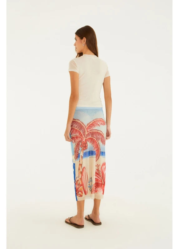 Saia Tule Estampada Diário De Verao