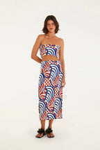 Saia Midi Estampada Concha Gráfica