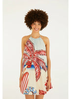 Vestido Curto Balonê Estampado Diário De Verão