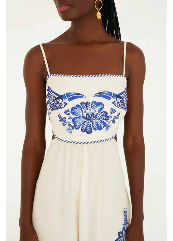 Macacão Pantalona Estampado Coqueiro Tropical