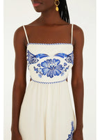 Macacão Pantalona Estampado Coqueiro Tropical