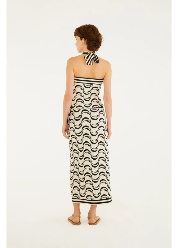 Saia Midi Transpasse Estampada Peixe Copa