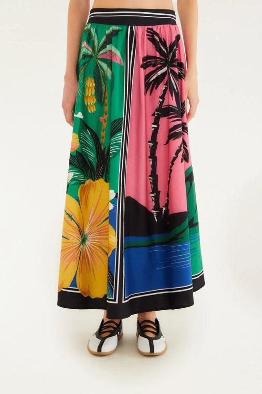 Saia Estampada Oásis Lenço