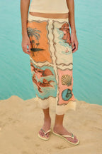 Saia Midi Tule Estampada Souvenir Rio