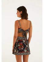 Saia Sarja Flor De Fita