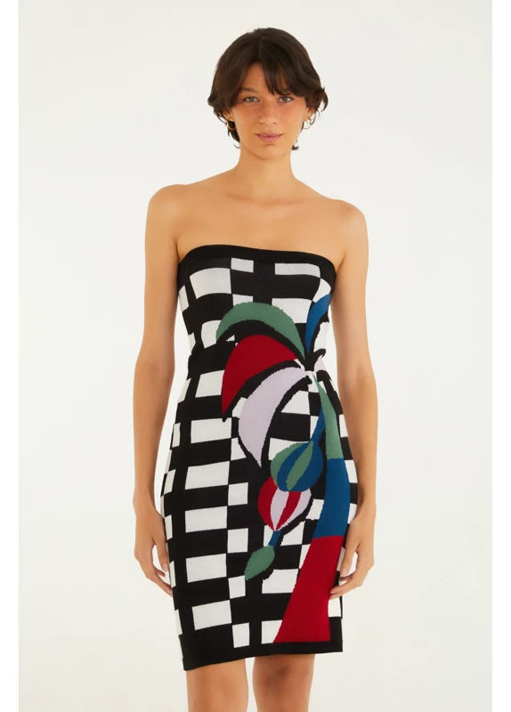 Vestido Saia Jacquard Onda Tropical