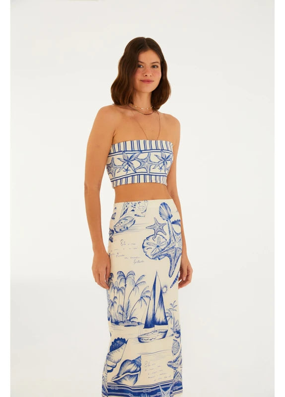 Saia Midi Estampada Aventureiro