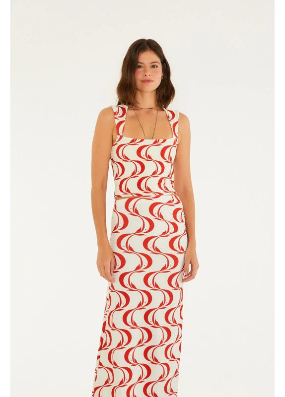 Saia Midi Estampada Peixe Copa