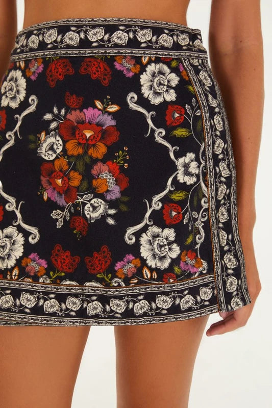 Saia Sarja Flor De Fita