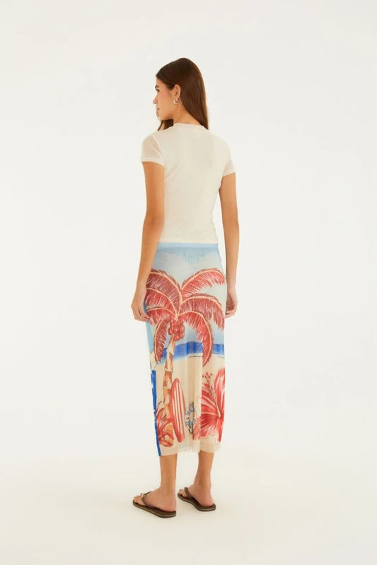 Saia Tule Estampada Diário De Verao