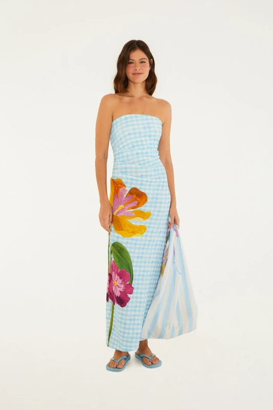 Vestido Sem Alça Estampado Floralice