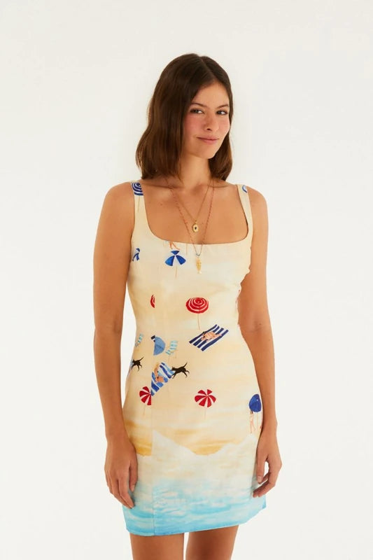 Vestido Curto Estampado Praia Do Poá