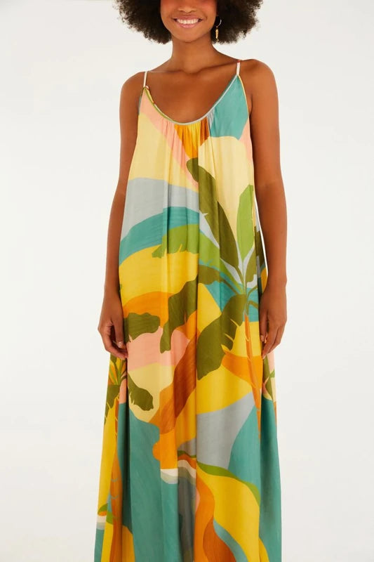 Vestido Longo Estampado Paisagem Carioca