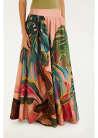 Saia Evasê Estampada Piscina Tropical