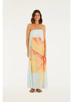 Vestido Longo Sem Alças Estampado Vestida De Flor