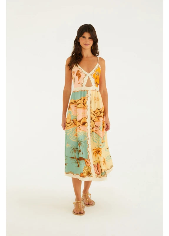 Vestido Midi Estampado Souvenir Litoral