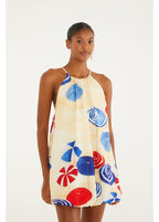 Vestido Curto Balonê Estampado Guarda Sol