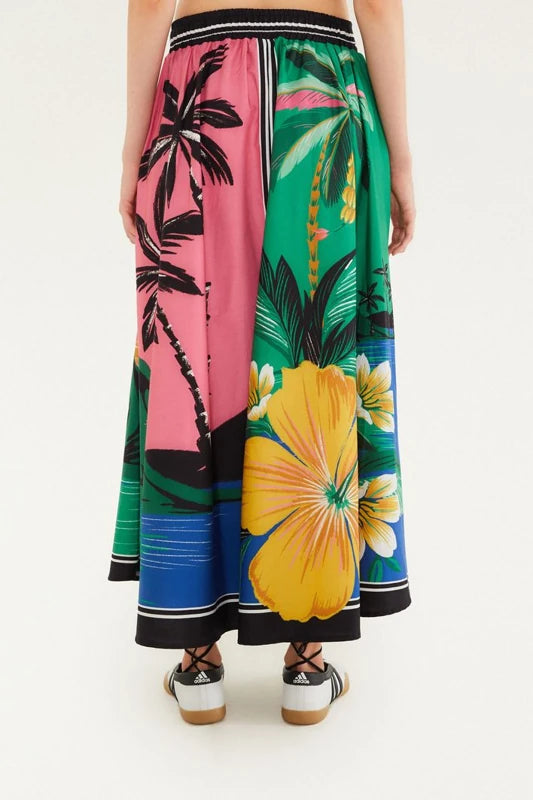 Saia Estampada Oásis Lenço