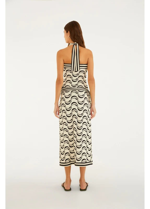 Saia Midi Transpasse Estampada Peixe Copa