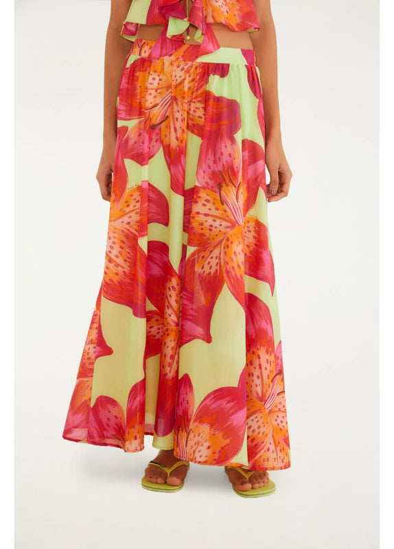Saia Estampada Lírio Tropical