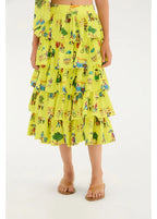 Saia Babados Estampada Vidas Sobre Rodas