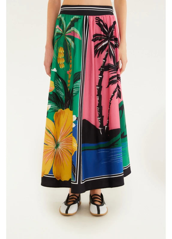 Saia Estampada Oásis Lenço