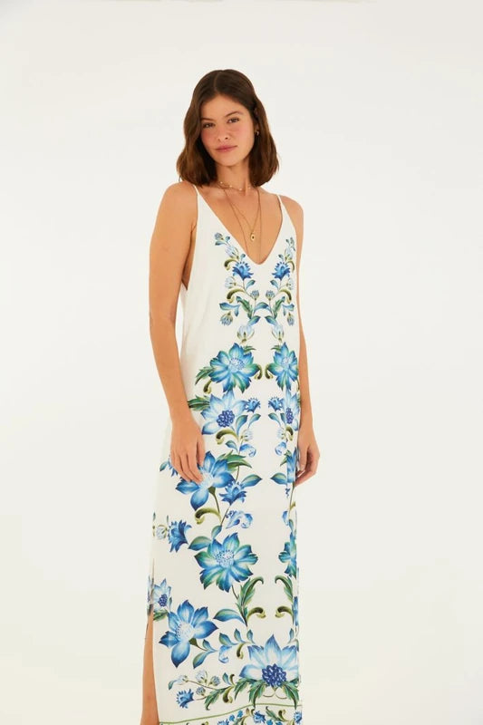 Vestido Longo Alcinha Estampado Laura