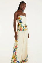 Macacão Sem Alças Estampado Tropicalzinho Lenço