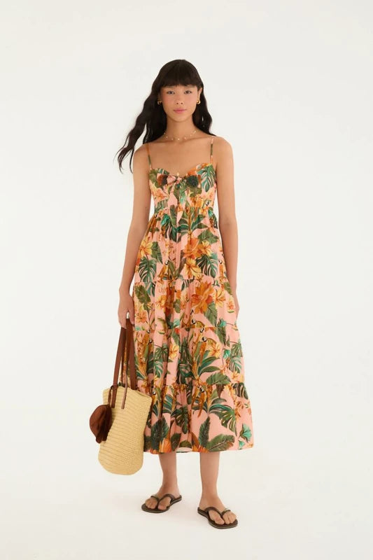 Vestido Marias Estampado Canto Dos Pássaros