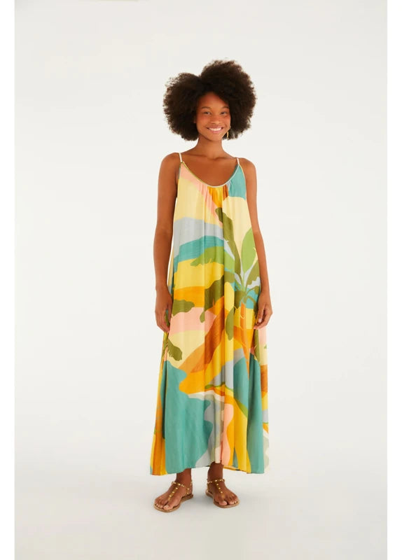 Vestido Longo Estampado Paisagem Carioca