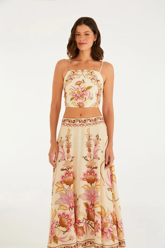 Saia Estampada Jardim Majestoso